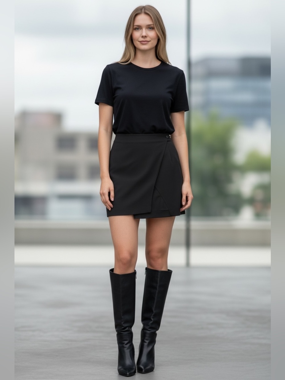 Lauren Ralph Lauren Black Faux Wrap Mini Skirt Size 10